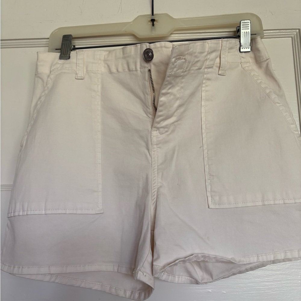 Hudson Jeans Light Cream High-Rise Jean Shorts